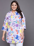 Women Plus Size Multi Floral Printed Pure Cotton Kurti