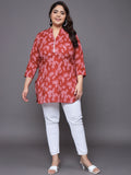 Women Plus Size Ethnic Motifs Printed Pure Cotton Kurti