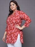 Women Plus Size Ethnic Motifs Printed Pure Cotton Kurti