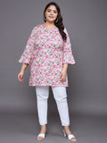 Women Plus Size Multicolor Floral Printed Pure Cotton Kurti