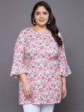 Women Plus Size Multicolor Floral Printed Pure Cotton Kurti