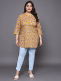 Women Plus Size Yellow Paisley Printed Pure Cotton Kurti