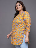 Women Plus Size Yellow Paisley Printed Pure Cotton Kurti