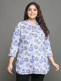 Women Plus Size Multicolor Floral Printed Pure Cotton Kurti