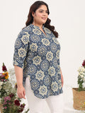Women Plus Size Pure Cotton Multicolor Floral Printed Kurti