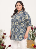 Women Plus Size Pure Cotton Multicolor Floral Printed Kurti