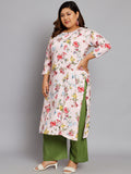 Women Plus Size Pink & Red Floral Printed Kurta with Palazzo
