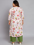 Women Plus Size Pink & Red Floral Printed Kurta with Palazzo