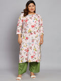 Women Plus Size Pink & Red Floral Printed Kurta with Palazzo