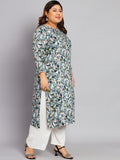 Women Plus Size Multicolor Floral Printed Kurta with Palazzo