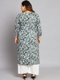 Women Plus Size Multicolor Floral Printed Kurta with Palazzo