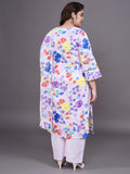 Women Plus Size Mulicolor Floral Pritned Pure Cotton Kurta With Palazzo & Dupatta