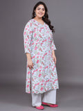Women Plus Size Floral Pritned Pure Cotton Kurta & Palazzo With Dupatta