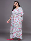 Women Plus Size Floral Pritned Pure Cotton Kurta & Palazzo With Dupatta