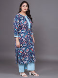 Women Plus Size Multicolor Pritned Pure Cotton Kurta & Palazzo with Dupatta