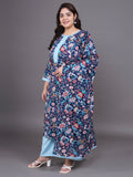 Women Plus Size Multicolor Pritned Pure Cotton Kurta & Palazzo with Dupatta
