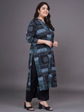 Women Plus Size Abstract Pritned Pure Cotton Kurta & Palazzo