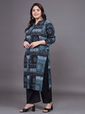 Women Plus Size Abstract Pritned Pure Cotton Kurta & Palazzo