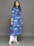 Women Plus Size Blue Printed Pure Cotton Kurta & Palazzo
