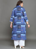 Women Plus Size Blue Printed Pure Cotton Kurta & Palazzo