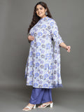 Women Plus Size Multicolor Printed Pure Cotton Kurta & Palazzo with Dupatta