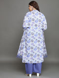 Women Plus Size Multicolor Printed Pure Cotton Kurta & Palazzo with Dupatta