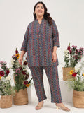 Women Plus Size Pure Cotton Zigzag Printed Tunic with Trouser Co-ords