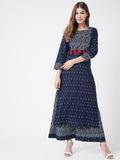Women Pure Cotton Indigo Printed Kurta with Palazzo