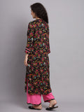 Women Black & Pink Floral Printed Kurta with Palazzo