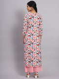 Women White & Pink Pompom Work Printed Kurta with Palazzo