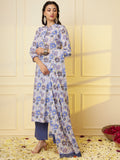 Women Multicolor Printed Pure Cotton Kurta & Palazzo with Dupatta