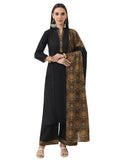 Women Plus Size Black Pure Cotton Kurta & Palazzo with Printed Dupatta