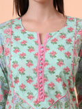 Women Pure Cotton Green Floral Printed Kurta with Palazzo