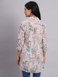 Women Pink & Green Printed Shirt Kurti