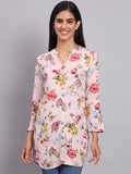 Women Pink & Red Floral Printed Kurti