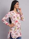 Women Pink & Red Floral Printed Kurti