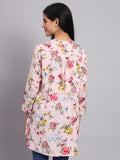 Women Pink & Red Floral Printed Kurti