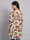 Women Beige & Red Floral Printed Kurti