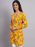 Women Yellow & Green Floral Printed Kurti