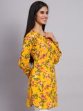 Women Yellow & Green Floral Printed Kurti
