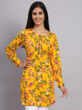 Women Yellow & Green Floral Printed Kurti