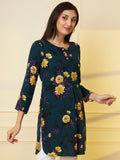 Women Dark Green Floral Printed Kurti