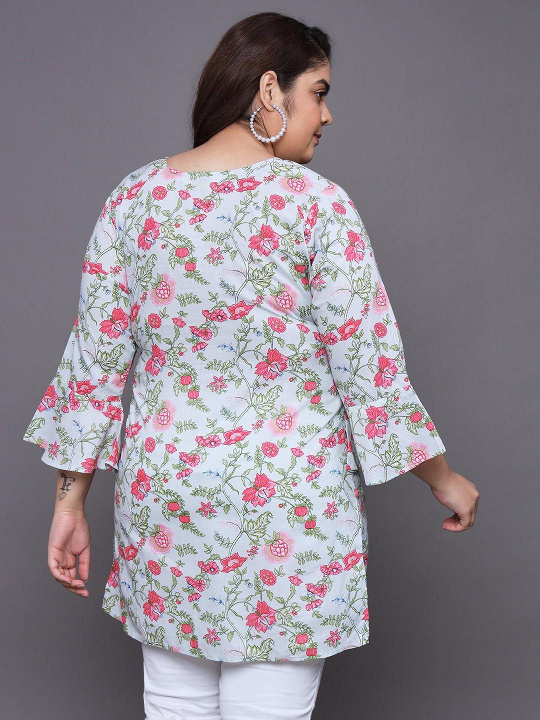 Women Plus Size Floral Printed Pure Cotton Kurti