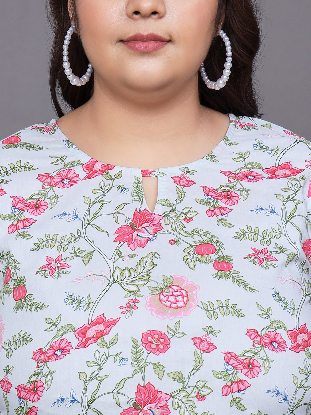 Women Plus Size Floral Printed Pure Cotton Kurti