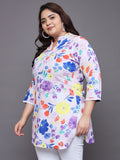 Women Plus Size Multi Floral Printed Pure Cotton Kurti