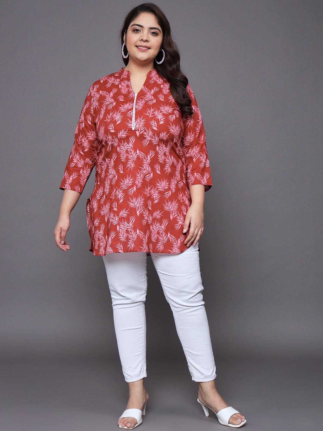 Women Plus Size Ethnic Motifs Printed Pure Cotton Kurti