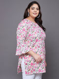 Women Plus Size Multicolor Floral Printed Pure Cotton Kurti