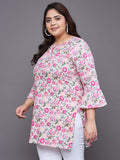 Women Plus Size Multicolor Floral Printed Pure Cotton Kurti