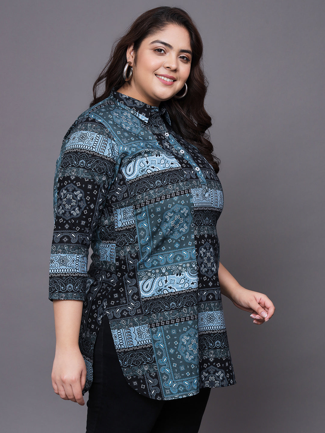 Women Plus Size Multicolor Printed Pure Cotton Kurti