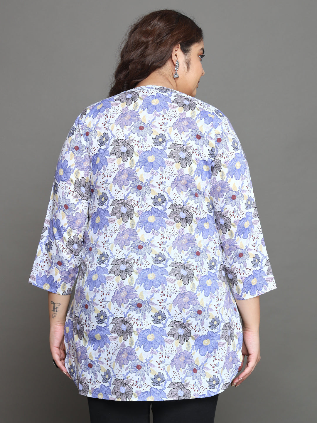 Women Plus Size Multicolor Floral Printed Pure Cotton Kurti